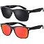 Set of 2 Matt Black / Red Mirrored