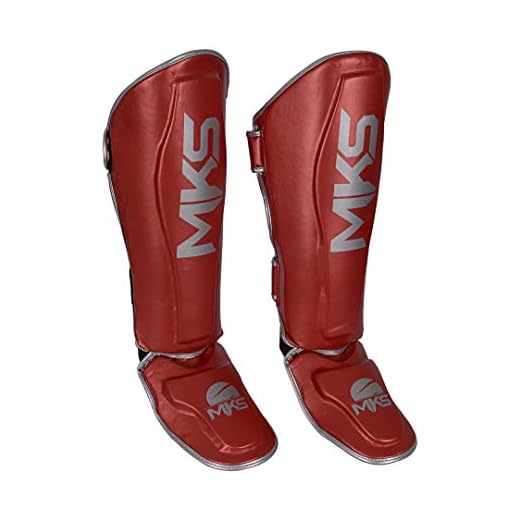 Caneleira de Muay Thai e Kickboxing MKS Energy V2 Metalic Red (G)
