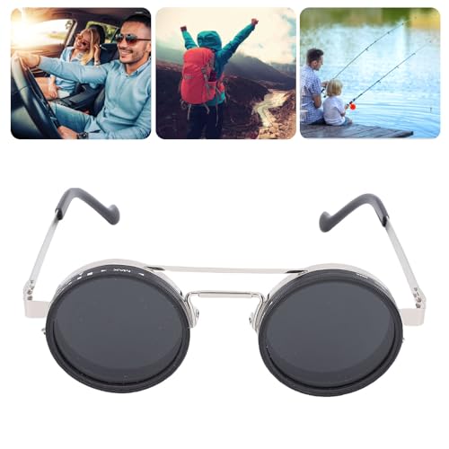 9 Gears Tint Sunglasses for Men, Adjustable ND Lens Round Sunglasses for Beach and Casual Outings4