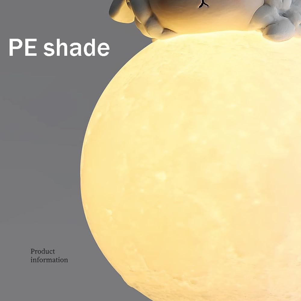 LEOSHI Lampe suspendue en forme de lune 3D pour chambre d'enfant, à intensité variable, en forme d'animal, de dessin animé, de planète, en résine, petite boule de lait blanche mignonne, lustre pour