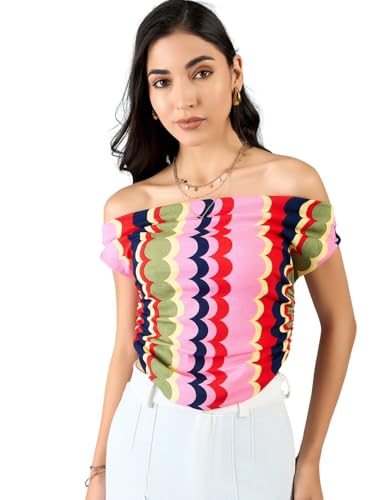 Image of Uptownie Women Top | Stretchable Cowl Neck Ruched Design | Sleeveless & Knitted Fabric for Casual Soft & Comfortable