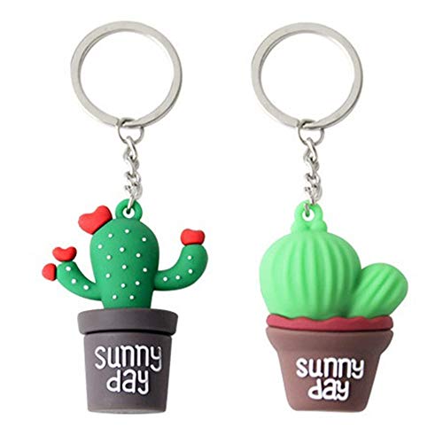 Preisvergleich Produktbild Schlüsselanhänger, Kaktus + Feigenkaktus, Bester Freund Coole Süße Einzigartige Auto Kreis Schlüsselanhänger Tasche Hängende Schnalle für Geschenke für Männer und Frauen (2 Stück)