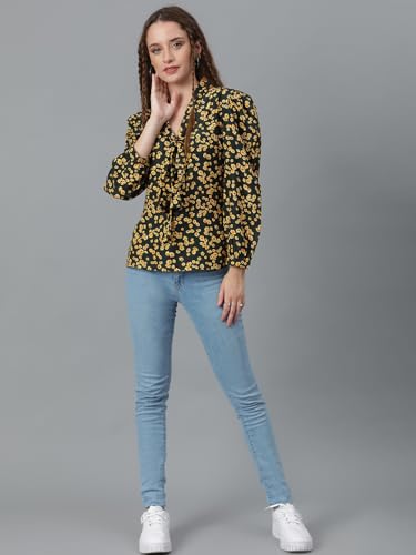 Image of KOTTY Womens Satin Full Sleeves Solid Regular Fit Top