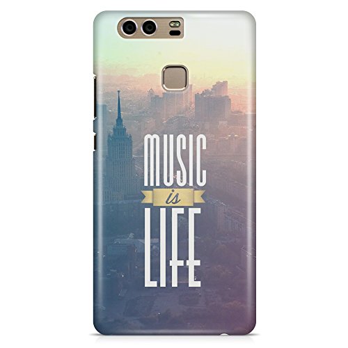 Cover Custodia Music Is Life Frase Citazione Paesaggio Città Grattacielo Compatibile con Huawei P8  P8 Lite  P8 Lite 2017  P9  P9 Lite  P9 Plus  P10  P10 Lite  P10 Plus  Honor 8  Honor 9