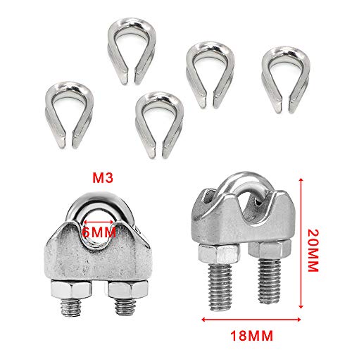 10 pezzi M3 Morsetti per Funi Metalliche con 10