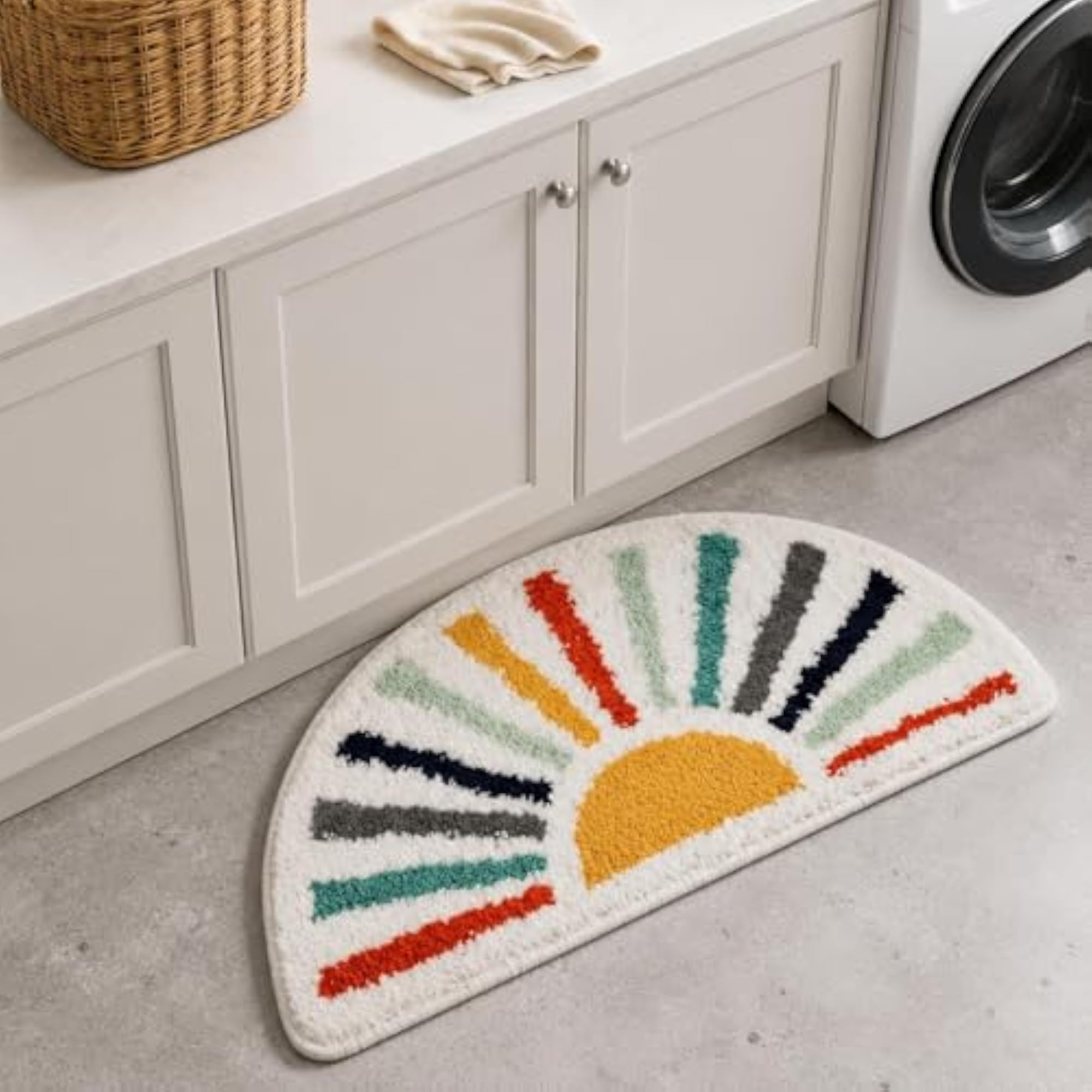 Faux Cashmere Soft Textured Semi-Circular Bath Mat