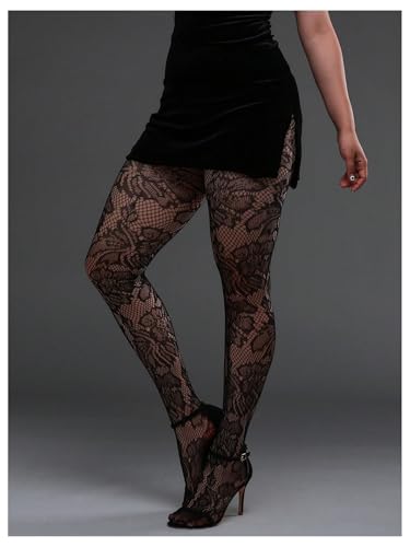 WDIRARA Women's 2 Pairs Plus Size Striped Sheer Stockings Mesh Fishnet Tights High Waisted Pantyhose4