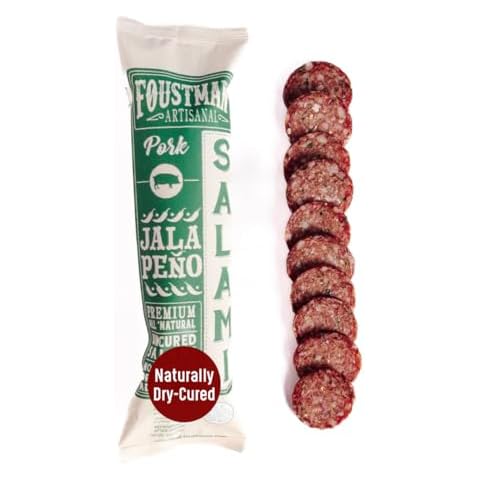 Foustman's Salami Jalapeno Pork Artisanal, Nitrate-Free, Naturally Cured Lunch Meat, Gluten-Free, Dairy-Free, 8 Oz. Cover