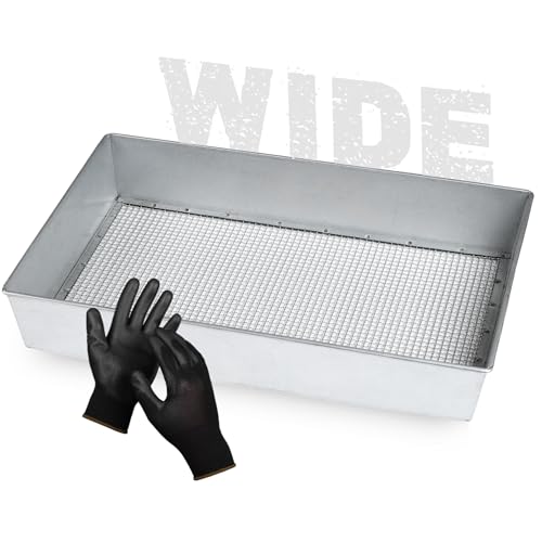 Wenses Soil Sifter Wide Size (17.5 x 11.5 inches) with 1/4-inch Mesh Garden Sieve for Dirt Sand Rocks and Compost