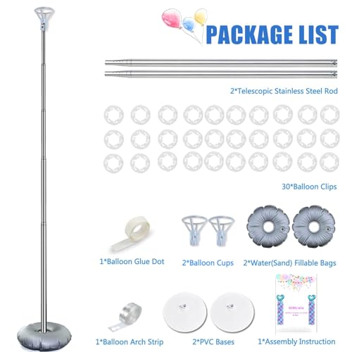Balloon Column Stand Kit Set of 2, 7ft Height Adjustable Balloon Arch Kit, Metal Telescopic Pillar Balloon Stand, Birthday Party, Graduation, Wedding Christmas Decorations - Image 7