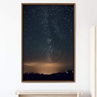 Framed Canvas Wall Art Night View Landscape Canvas Prints Home Artwork Decoration for Living Room,Bedroom - 16x24 inches