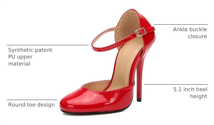 Image of MAIERNISI JESSI Unisex Men's Women's D'Orsay Pumps, Ankle Strap Stiletto Heels, Round Toe, 5.1 Inch Heel