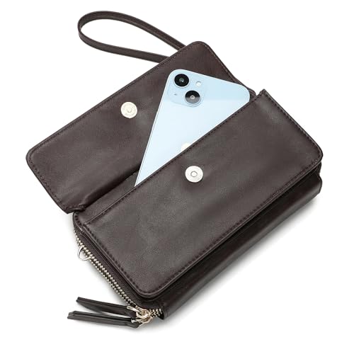 Image of Lanyani RFID Crossbody Wallet Wristlet Purse with Phone Pocket For Women Vegan Leather