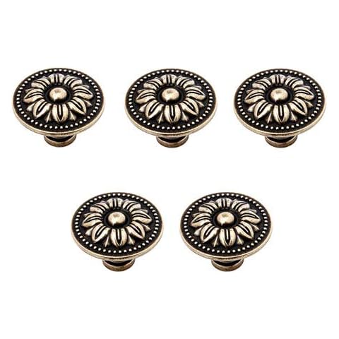 Mgoodoo 5Pcs Vintage Antique Bronze Door Handle Furniture Knobs Pull for Kitchen Cabinets Cupboard Closet 1# Cover
