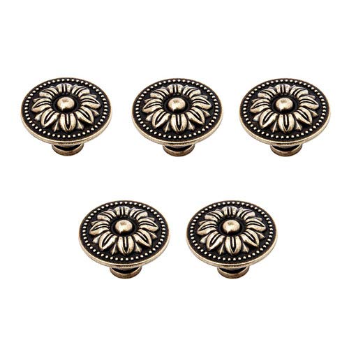 Mgoodoo 5 Pcs Vintage Flower Cabinet Knobs, Antique Bronze Drawer Pulls, Flower Shape Dresser Knobs for Furniture Cabinet Drawer,Dresser, Cupboard, Kitchen Cabinets