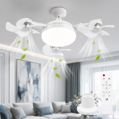 Image of Ceiling Fans with Lights and Remote, 3 Heads Drone LED Ceiling Fan Light