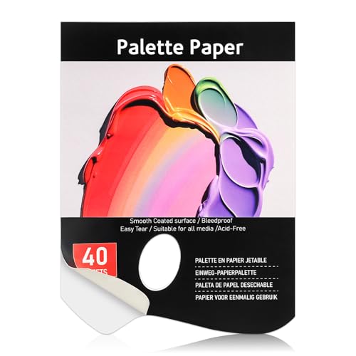Palette Paper Pad 9x12 Disposable Paint Palette Paper 40 Heavyweight Sheets (120gsm/73lb) for Oil Acrylic Watercolor - Mixing Palette Pad with Tear-Off Design