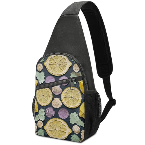 Sac bandoulière Shell Lemon Collage imperméable en tissu Oxford