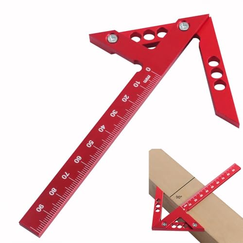 Zentrierwinkel Mittenfinder Speedmarker Industriemarker Zum Messen Der Mittellinie 10cm Lineal 45° 90° Zentrierwinkel für Die Holzbearbeitung Zum Anreißen und Messen (Rot)