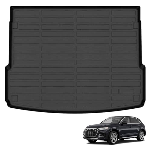 Auxko All Weather Cargo Mat Fit for Audi Q5 SQ5 2025 2024-2018 TPE Rubber Liners Set All Season Guard Odorless Anti-Slip Cargo Liner Black