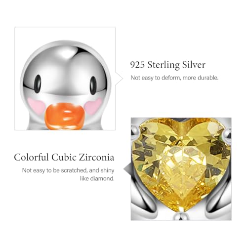 Image of GNOCE Embraces Heart Gemstone Bead Charms 925 Sterling Silver Rabbit Horse Triceratops Snake Monkey Cat Platypus Sloth Bear Pig Yak Ghost Matryoshka Doll Jewelry Gift for Women