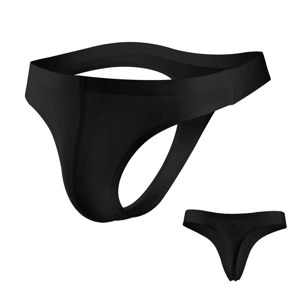 String sexy pour homme - Sous-vêtement sexy pour homme - Taille basse - En soie glacée - Lisse - Sans coutures - Transparent
