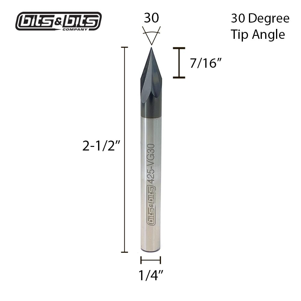 LV30となります Bits&Bits - 30 Degree 2 Flute V - Groove CNC Router Bit