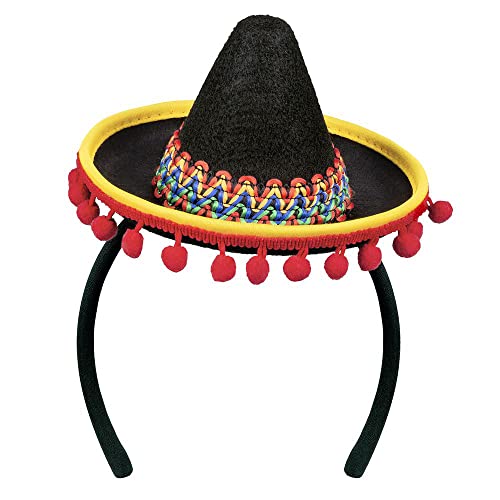 Boland 54423 Serre-tête Sombrero avec pompons, mexicain, costume, soirée à thème, carnaval
