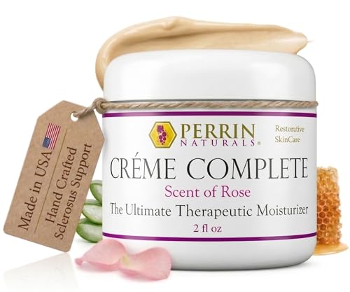 Perrin Naturals Crme Complete Lichen Sclerosus treatment Cream for Dry Sensitive Skin Restorative Anti Aging Face & Body Moisturizer with Barrier Support for Women Scent of Rose 2 oz
