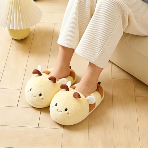 Image of Fluffy Hippo & Elephant Slippers - Oversized Warm House Slippers for Adults | Non-Slip Soft-Sole Indoor Slippers