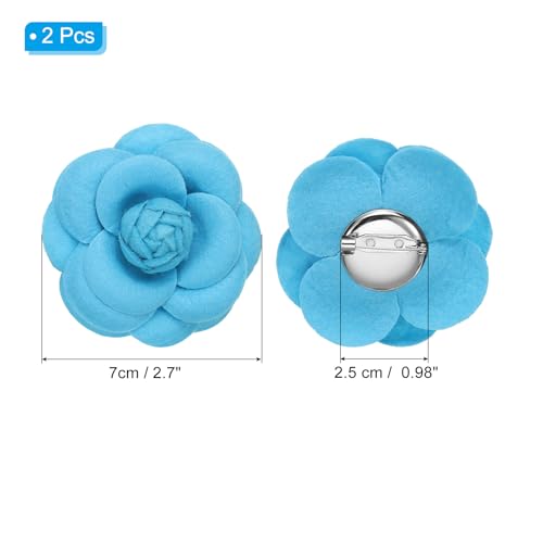 Image of PATIKIL Camellia Fabric Pin, 2 Pcs Flower Brooch Artificial Flowers Brooches for Women Girls Cloth Wedding Party Decor Accessories Jewelry Gift, White