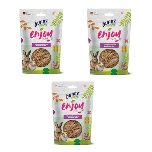 Bunny EnjoyNature Raíces de diente de león, 3 unidades, 3 x 100 g, alimento individual para conejos y roedores enanos, rico en vitaminas B, C y E, 100% natural, sin aditivos ni potenciadores del sabor