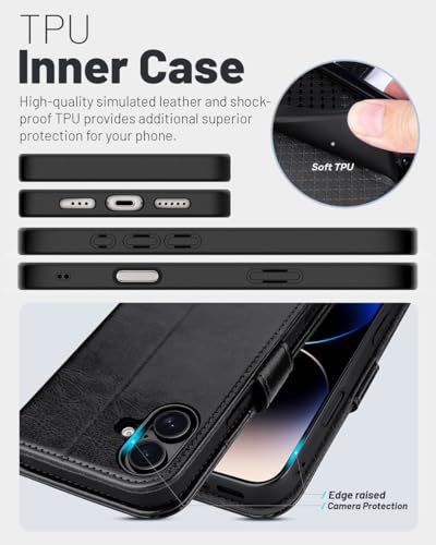 Coque iPhone 17 étui portefeuille housse cuir antichoc de 6,3 pouces - 5