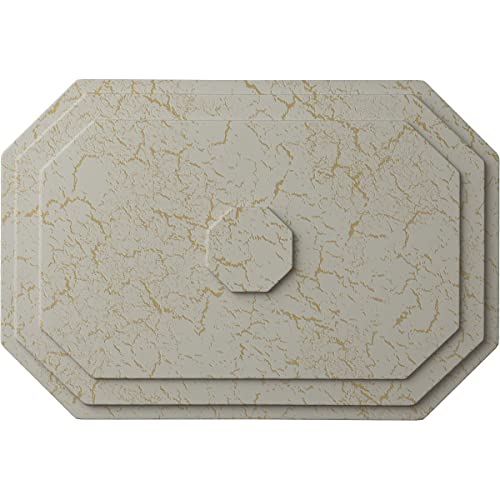 Image of 25 1 /4 inchW x 17 1 /4 inchH x 1 3 /4 inchP Felix Ceiling Medallion, Hand-Painted Pot of Cream Crackle