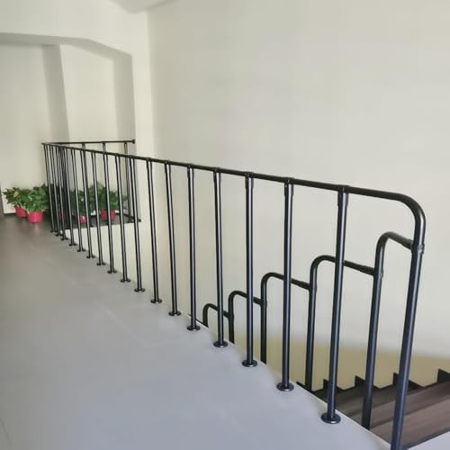Garde-corps d'escalier en L intérieur et extérieur avec supports