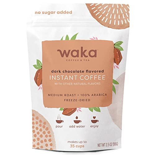 Waka Quality Instant Coffee — Dark Chocolate Mocha Flavored — 100% Arabica Freeze Dried Beans — No Sugar Added & Unsweetened — 3.5 Oz Bulk Bag #TOP22