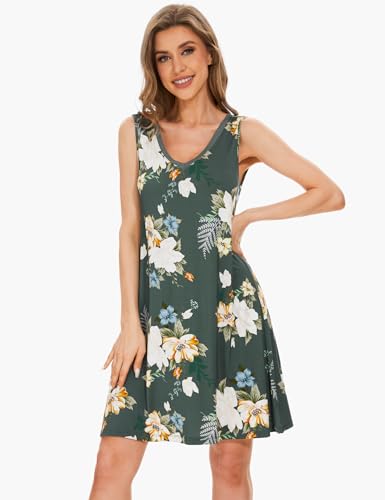 Image of GYS Cooling Bamboo Viscose Nightgowns for Women, Lightweight Sleeveless V Neck Sleep Shirt for Hot Sleepers, Soft Night dress