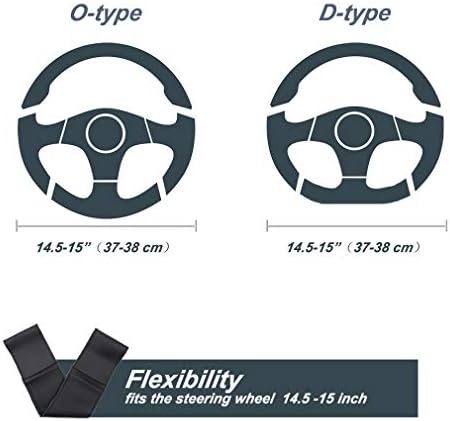 ZATOOTO Steering Wheel Cover Leather - Universal Size for DIY Steering Wheel Protector , Anti-slip & Soft, 14.5-15 inch, Black