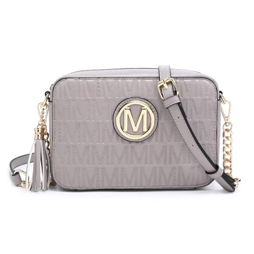 MKP Bolsas tiracolo leves e pequenas para mulheres, bolsa mensageiro de ombro com bolso de borla com zíper, Cinza