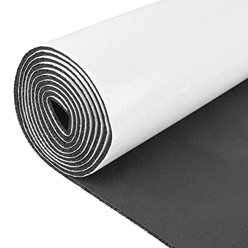 Sponge Neoprene Foam Rubber Sheet with Adhesive, 12 in x 60 in x 1/8 in Multi-Function Soundproof High Density Waterproof Rubber Mat, Perfect Cosplay Easy Cut DIY Neoprene Padding Roll - Black
