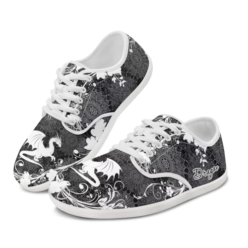 Pointodoor Men's Dragon Barefoot Shoes Wide Toe Box Zero Drop Sole Running Shoes Boho Mandala Minimalist Walking Sneakers Lightweight Slip on Cross Training Shoes Casual Flats US 7.5