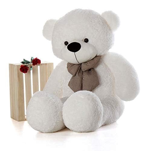 Image of 5 Feet White Giant Teddy Bear Soft, Plush, and Cuddly Stuffed Animal for Kids, Birthdays, Anniversaries, Valentine's Day, and Special Occasions Large Huggable (White /60 inch)