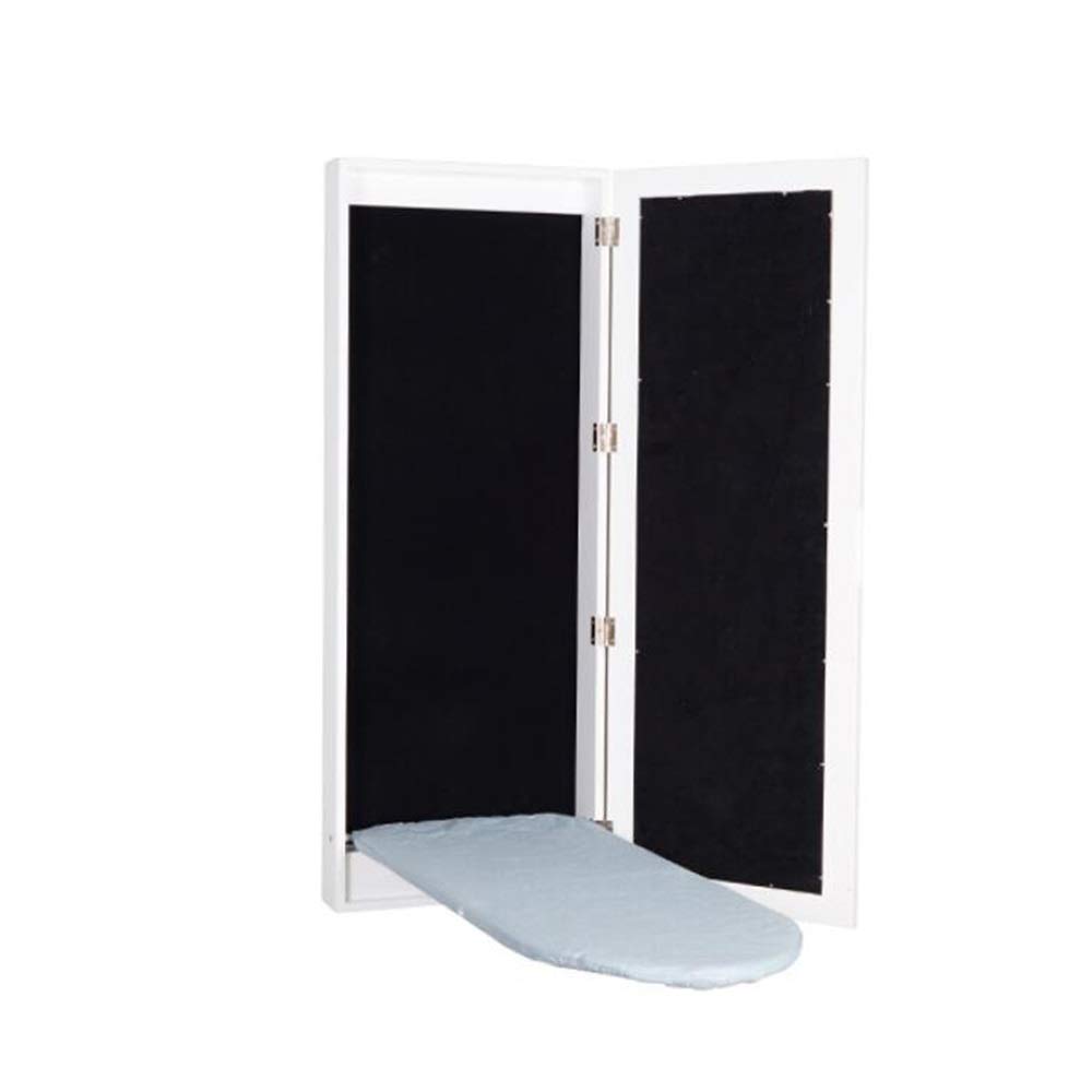 JIAYUAN Table In-Wall Ironing Board Cabinet with Built In Ironing Board Hide Away Ironing Board Center Cabinet Wall Mount with Mirrored Door Hot Iron Station