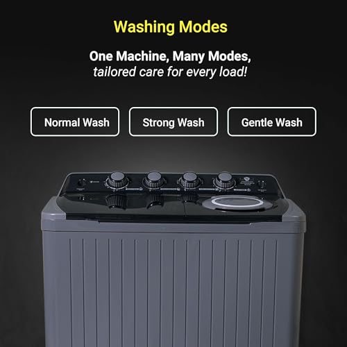 Image of Power Guard 8.5 kg, 5 star, Semi-Automatic Top Load Washing Machine, Air Turbo Drying, Dark Gray)
