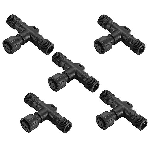 5er 2Pin T-Verbindungsstück Wasserdicht IP67 für CHNXU Warmes Weiß, Kaltes Weiß, Blau Single Farbe LED Bodeneinbaustrahler Cover