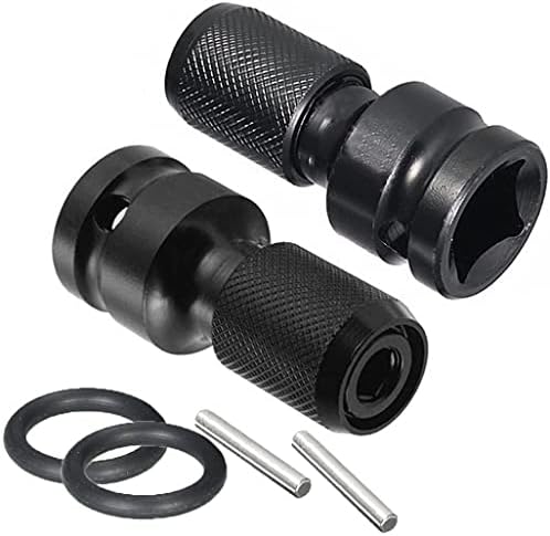 2PCS Quick Release 1/2 inch Square Drive to 1/4 inch Hex Socket Adapter Converter Chuck Adaptor for Air and Electric Impact Wrench Impact Drill Ratchet Wrenches (2PCS)