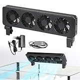 efuturetime Ventilatore per Acquario 12W, 5 velocità Regolabili, Basso Rumore, Ventilatore a Clip con Timer per Acquari da 70 cm, 4 Testa