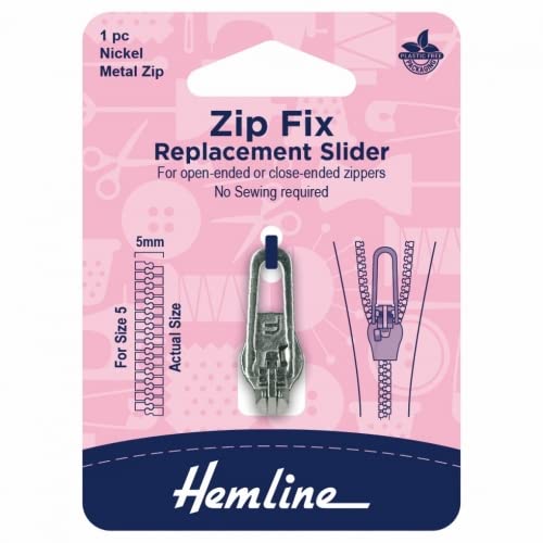 Hemline Zip Fix Replacement Slider for Metal Silver - Each