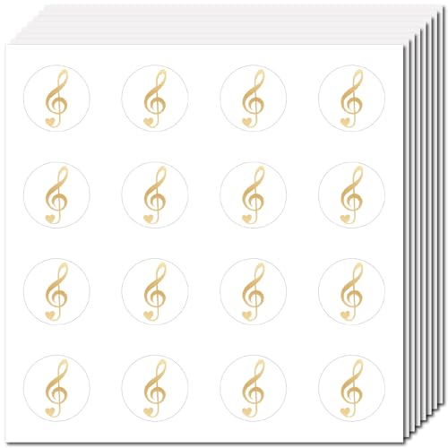 CREATCABIN 128 Autocollant Note de Musique Petit Format en Plastique Étanche Autocollant Rond pour Casque Ordinateur Portable Skateboard Bricolage 2.5 x 2.5cm