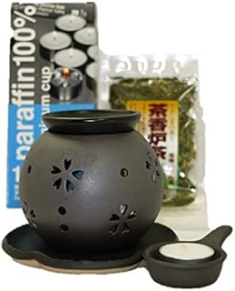 常滑焼 茶香炉セット 盛正窯 焼〆桜彫 日本製